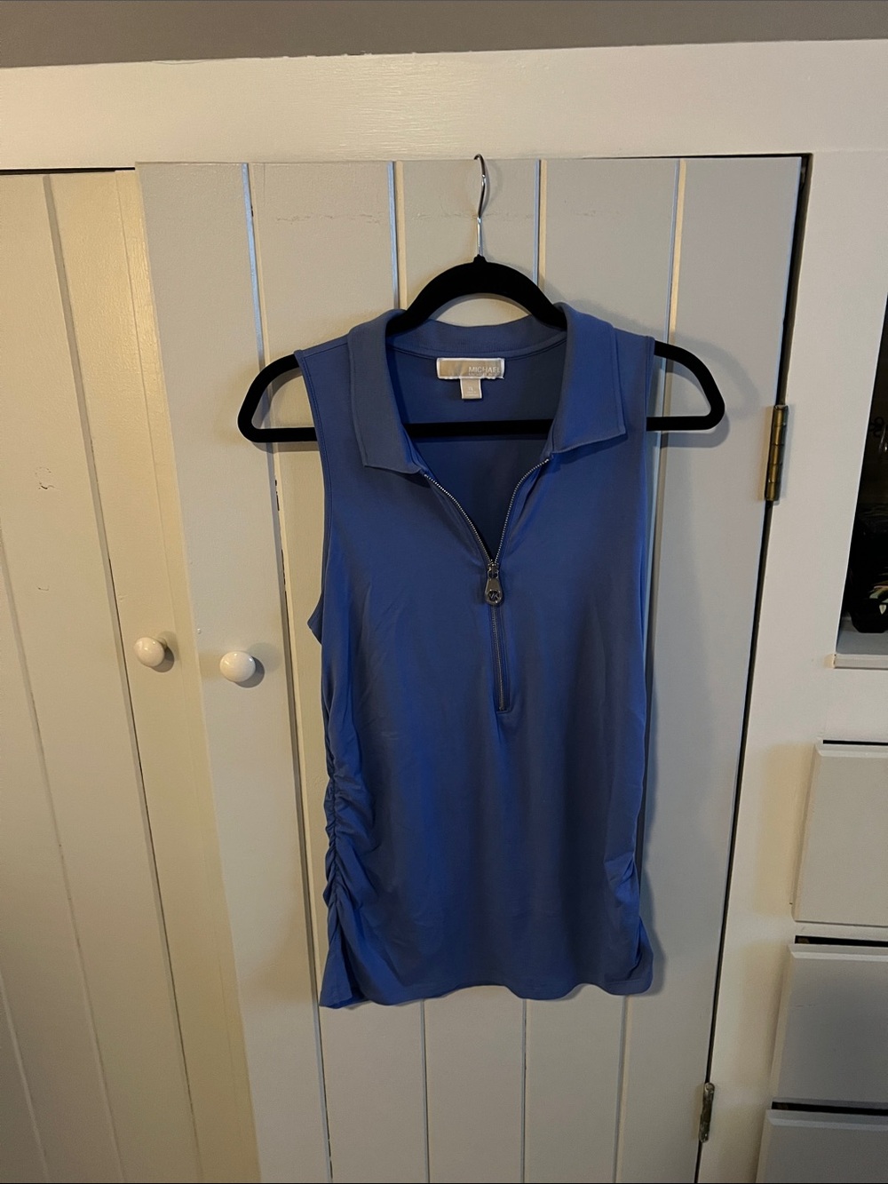 Michael Kors Periwinkle Zip-Front Sleeveless Tank